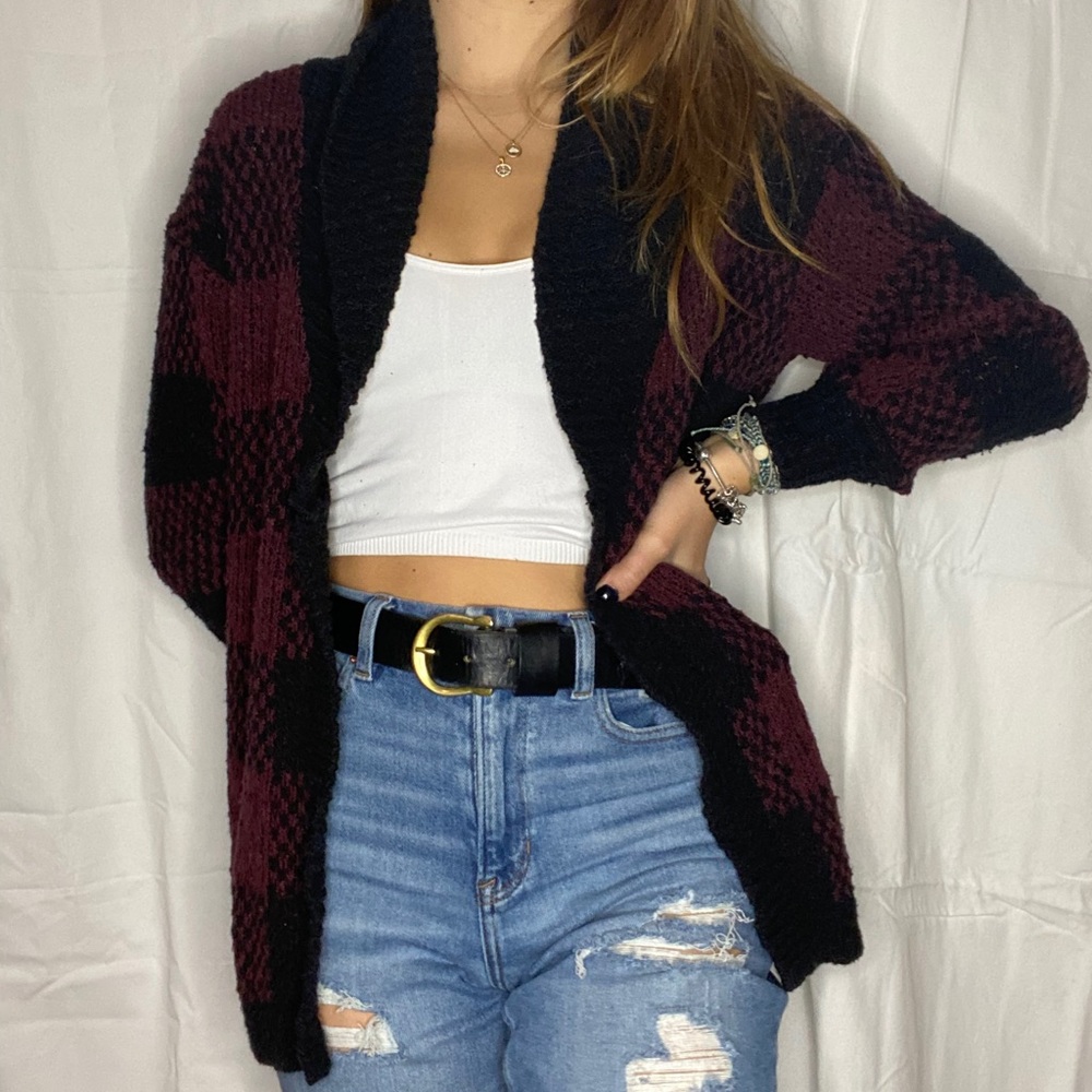 Nordstrom Black and Red Cardigan Sweater